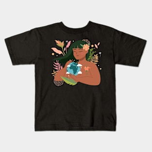 Dark Brown Mother Earth Kids T-Shirt